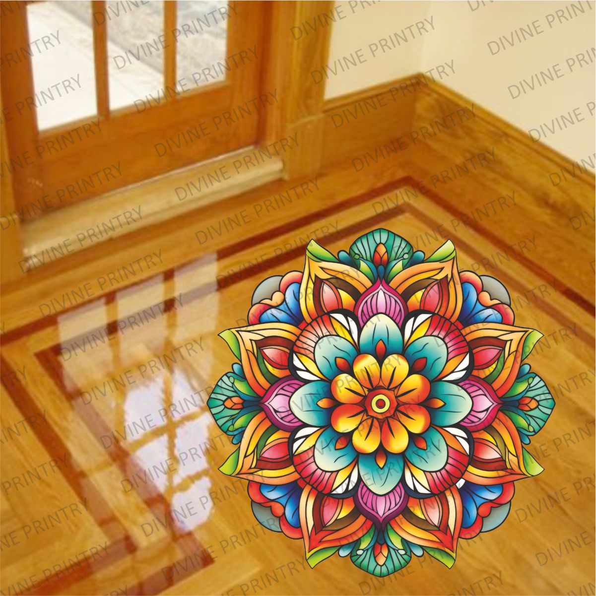 Homexa Decor | Rangoli Mandala Floor Sticker (Size 38 x 38 cm)