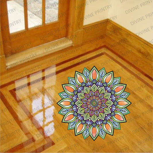 Homexa Decor | Rangoli Mandala Floor Sticker (Size 38 x 38 cm)