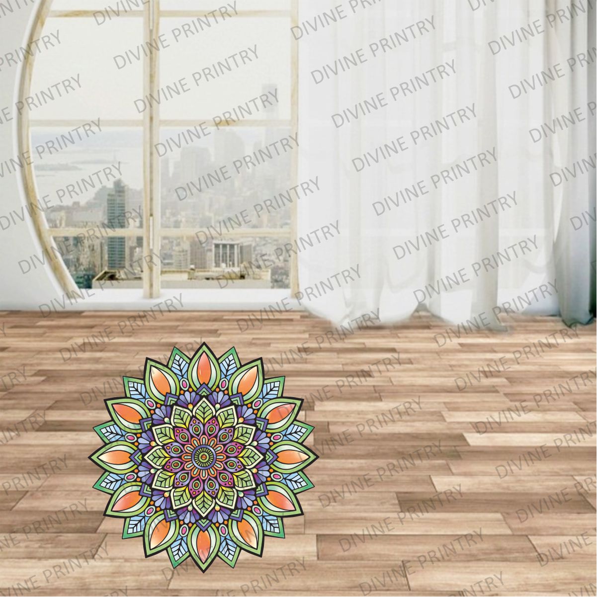 Homexa Decor | Rangoli Mandala Floor Sticker (Size 38 x 38 cm)