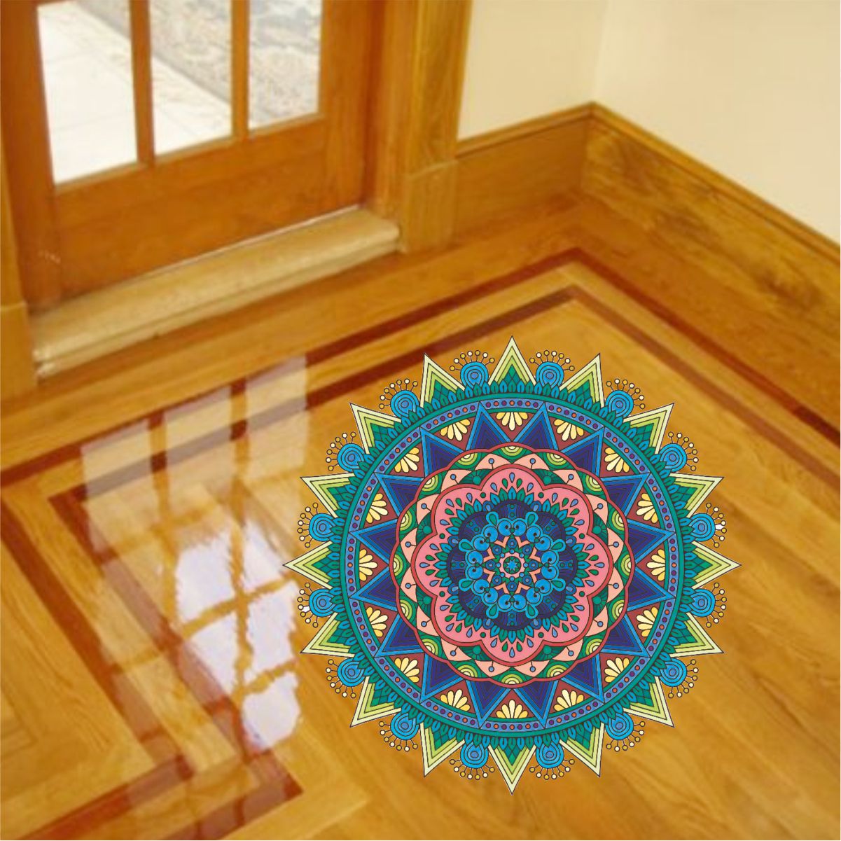 Homexa Decor | Rangoli Mandala Floor Sticker (Size 38 x 38 cm)