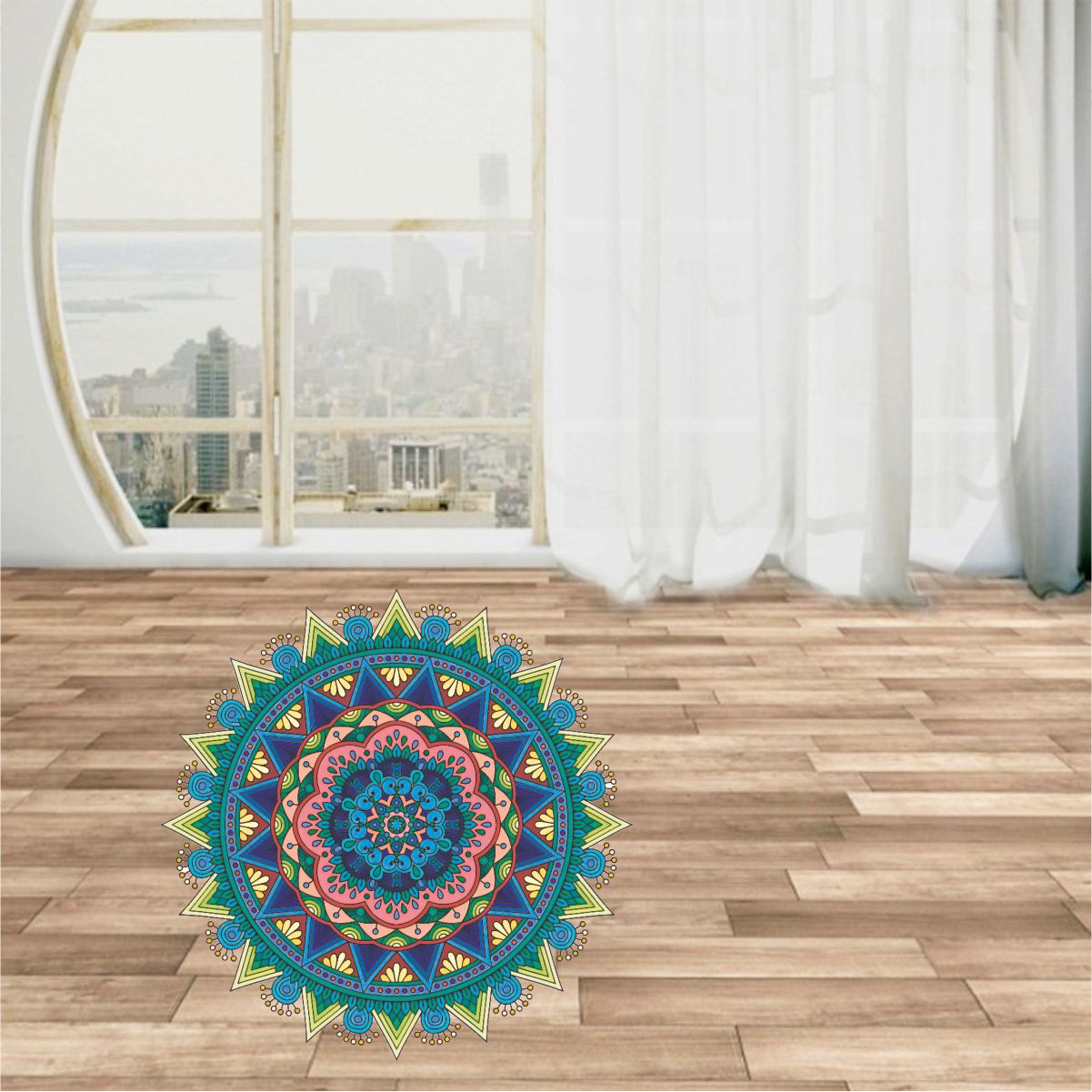 Homexa Decor | Rangoli Mandala Floor Sticker (Size 38 x 38 cm)