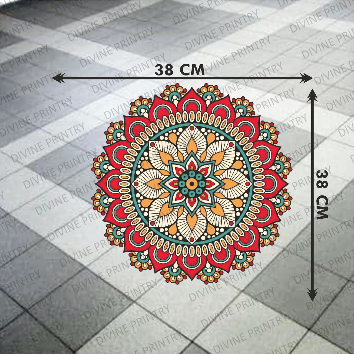 Homexa Decor | Rangoli Mandala Floor Sticker (Size 38 x 38 cm)