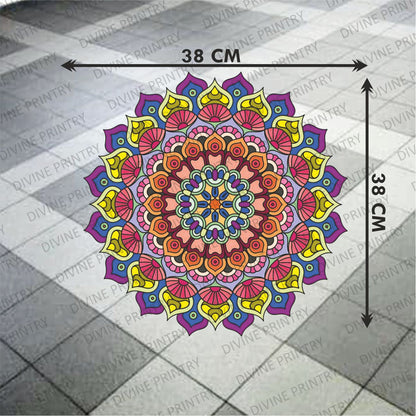 Homexa Decor | Rangoli Mandala Floor Sticker (Size 38 x 38 cm)