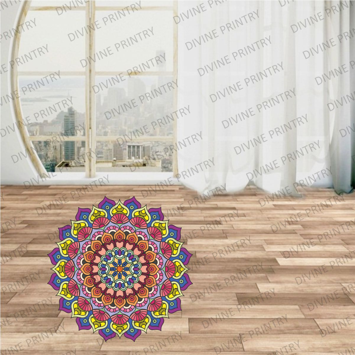 Homexa Decor | Rangoli Mandala Floor Sticker (Size 38 x 38 cm)