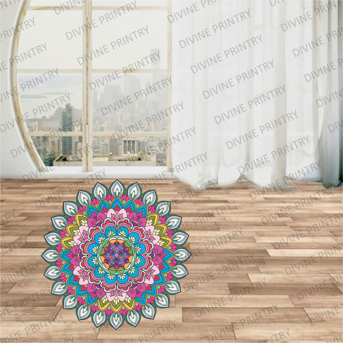 Homexa Decor | Rangoli Mandala Floor Sticker (Size 38 x 38 cm)