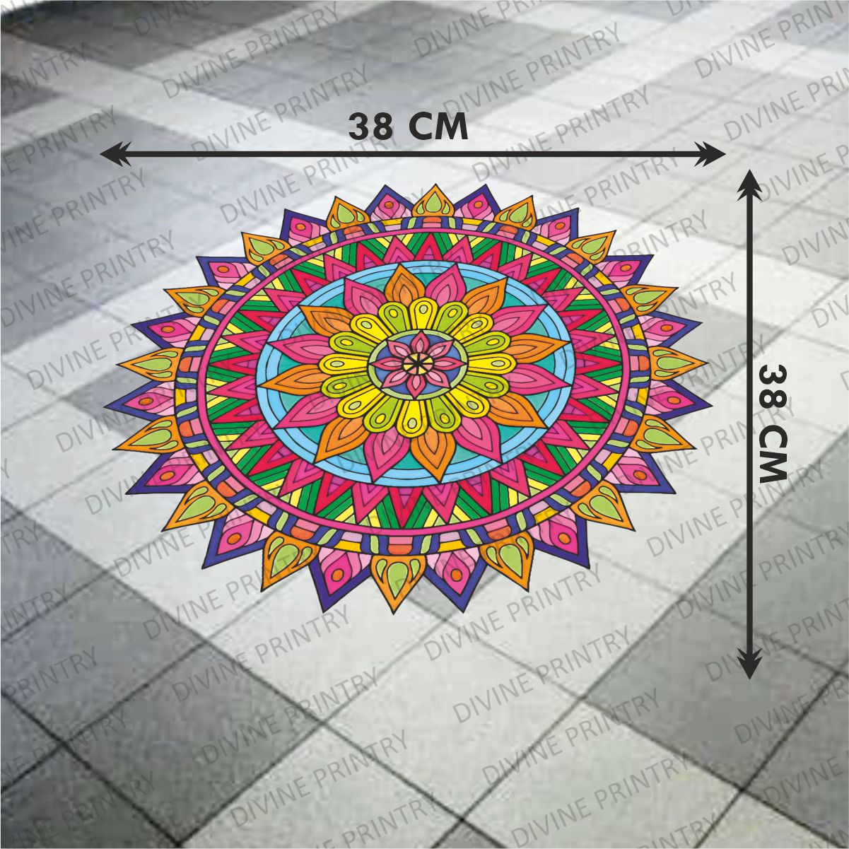 Homexa Decor | Rangoli Mandala Floor Sticker (Size 38 x 38 cm)