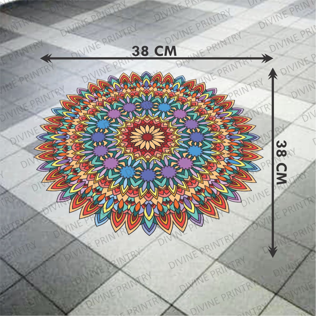 Homexa Decor | Rangoli Mandala Floor Sticker (Size 38 x 38 cm)