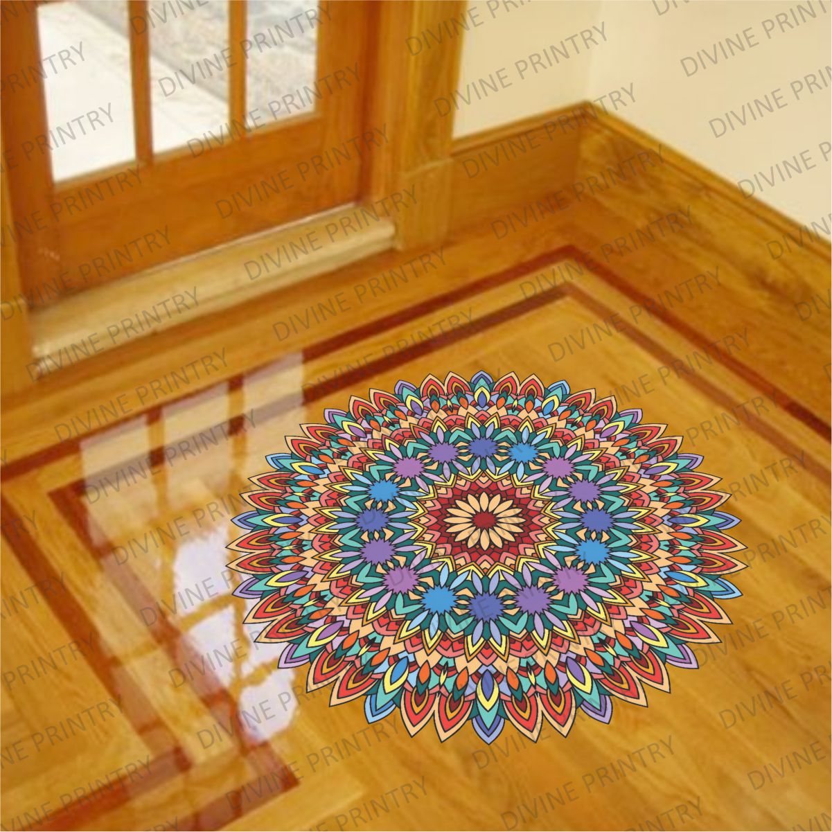 Homexa Decor | Rangoli Mandala Floor Sticker (Size 38 x 38 cm)