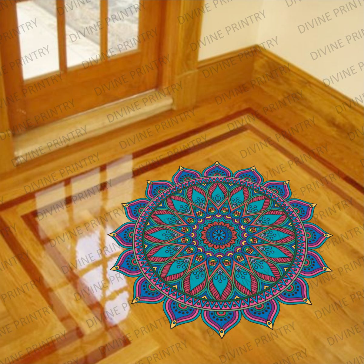 Homexa Decor | Rangoli Mandala Floor Sticker (Size 38 x 38 cm)