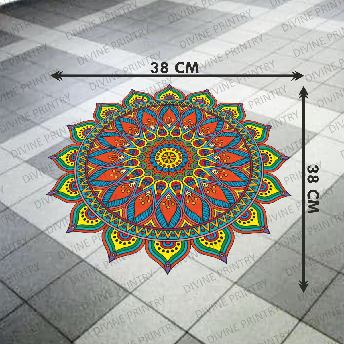 Homexa Decor | Rangoli Mandala Floor Sticker (Size 38 x 38 cm)