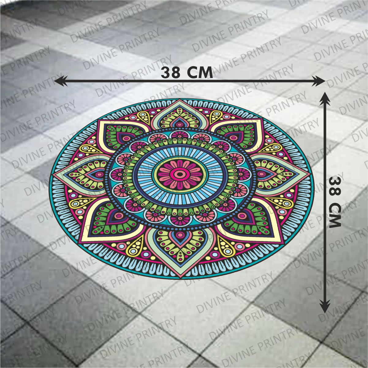 Homexa Decor | Rangoli Mandala Floor Sticker (Size 38 x 38 cm)