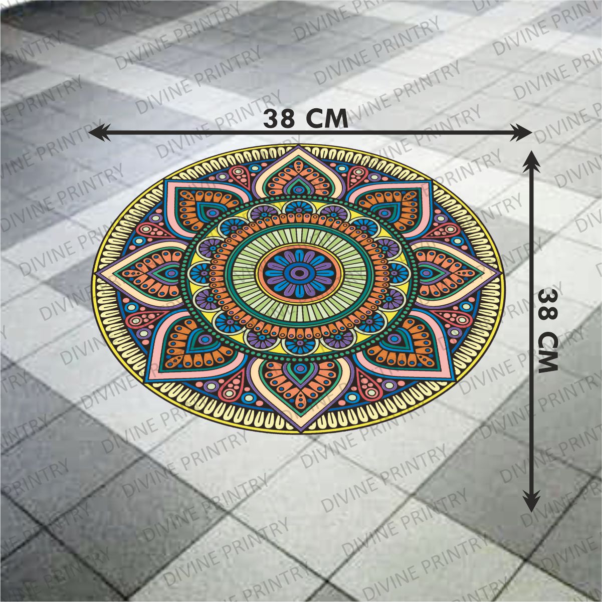 Homexa Decor | Rangoli Mandala Floor Sticker (Size 38 x 38 cm)