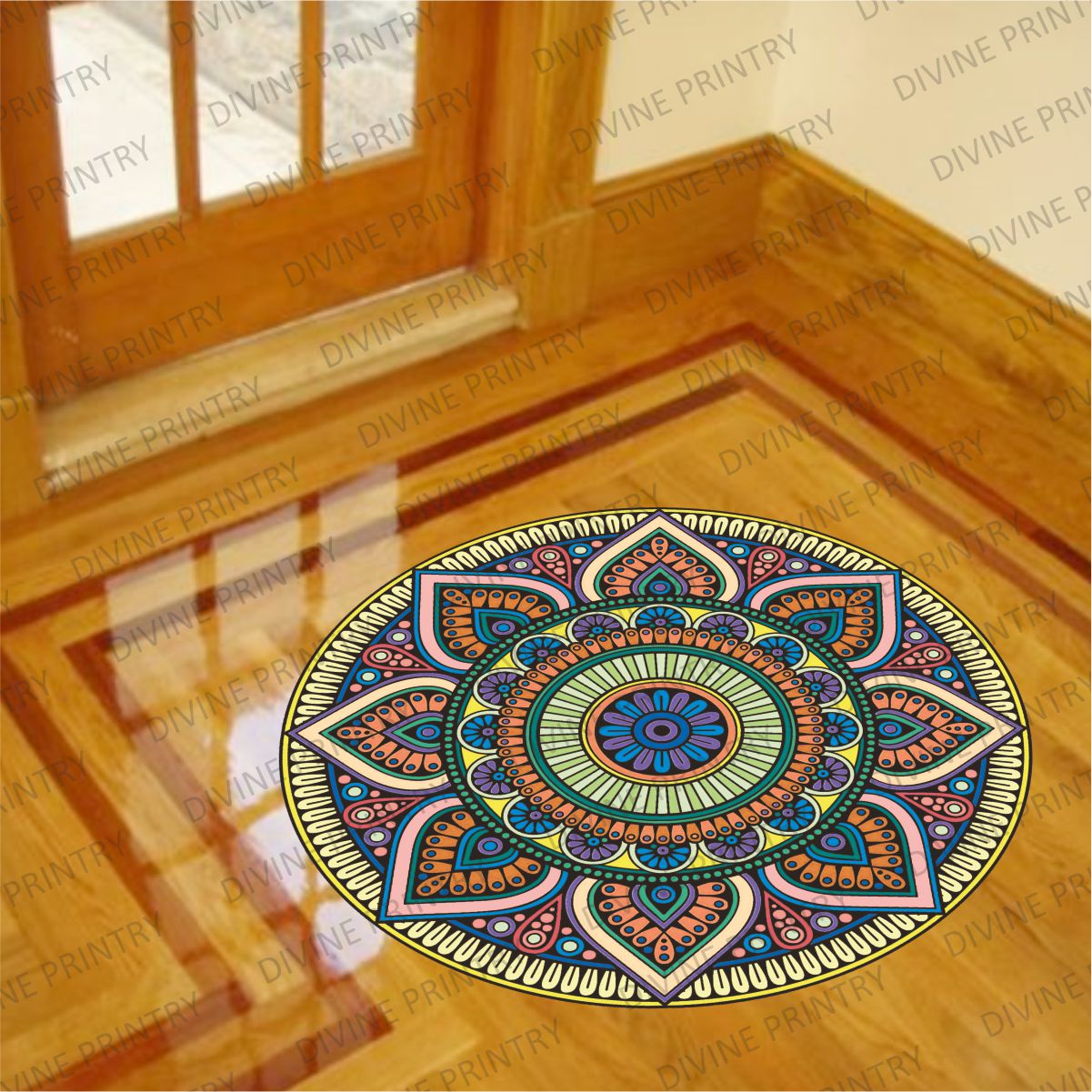 Homexa Decor | Rangoli Mandala Floor Sticker (Size 38 x 38 cm)