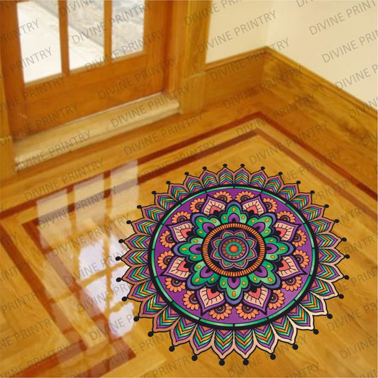 Homexa Decor | Rangoli Mandala Floor Sticker (Size 38 x 38 cm)