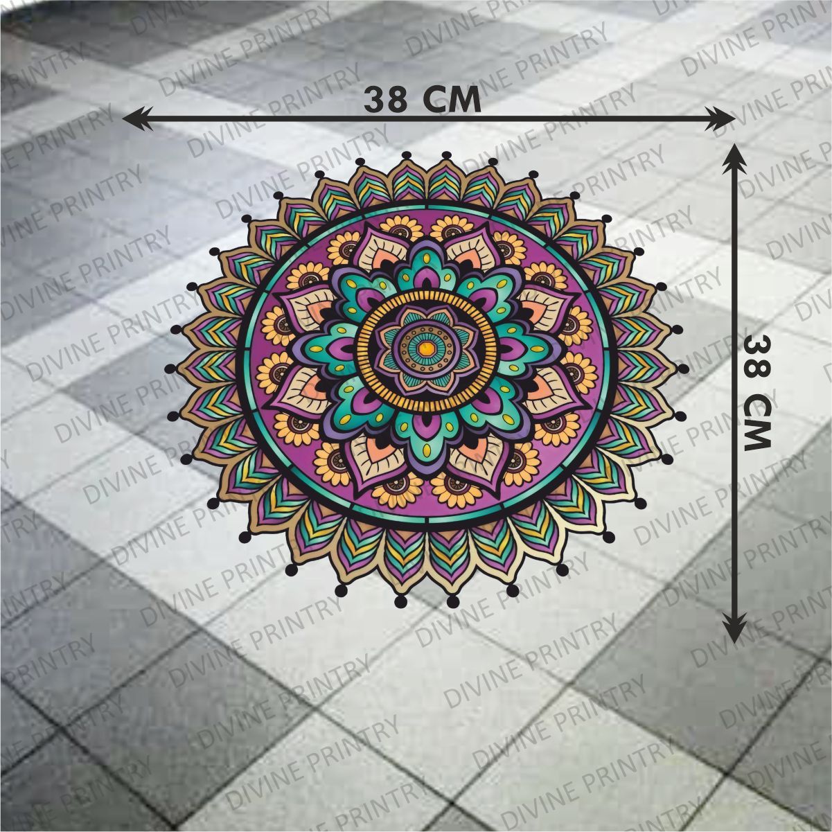 Homexa Decor | Rangoli Mandala Floor Sticker (Size 38 x 38 cm)