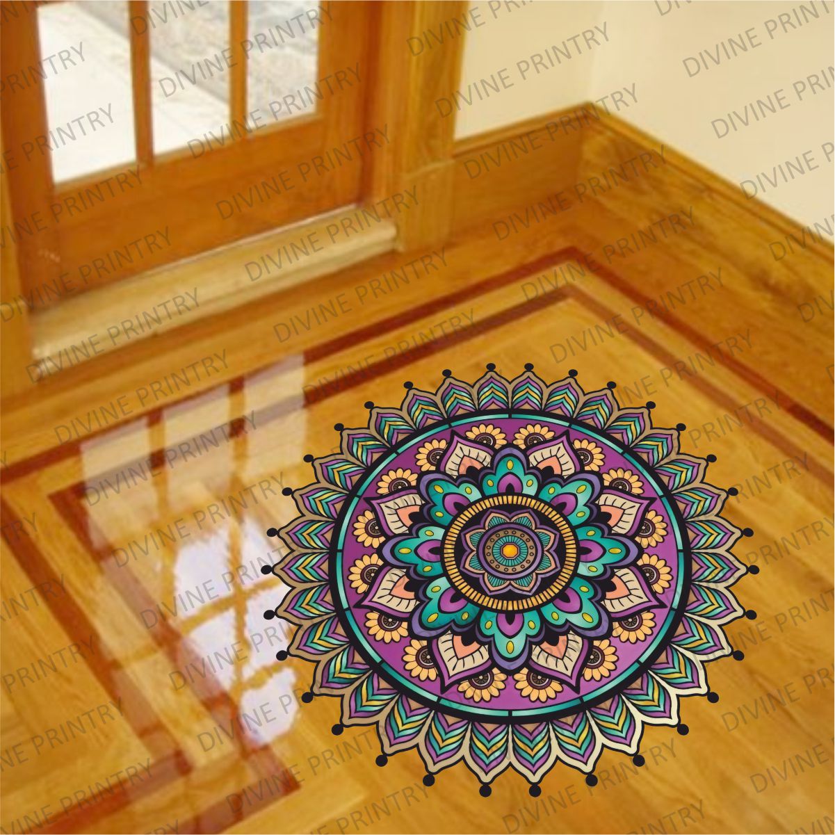 Homexa Decor | Rangoli Mandala Floor Sticker (Size 38 x 38 cm)