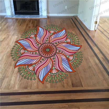 Homexa Decor | Rangoli Mandala Floor Sticker (Size 38 x 38 cm)