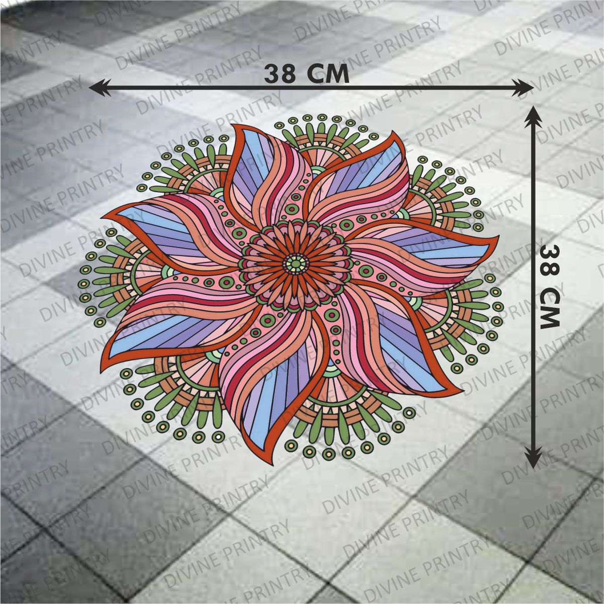 Homexa Decor | Rangoli Mandala Floor Sticker (Size 38 x 38 cm)