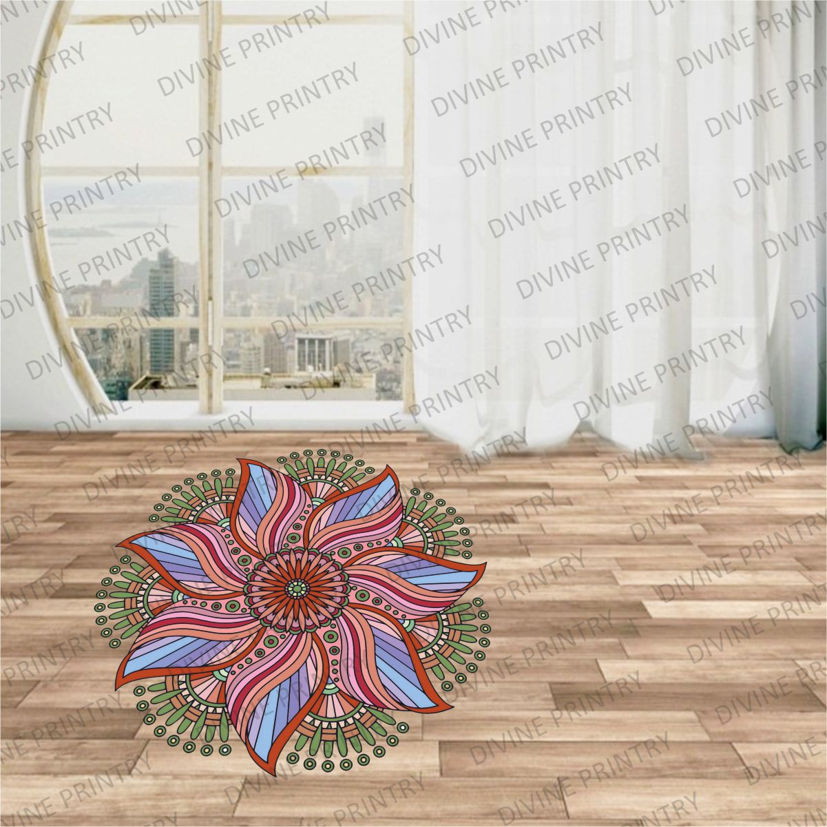 Homexa Decor | Rangoli Mandala Floor Sticker (Size 38 x 38 cm)