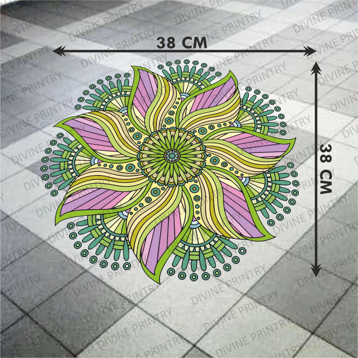 Homexa Decor | Rangoli Mandala Floor Sticker (Size 38 x 38 cm)