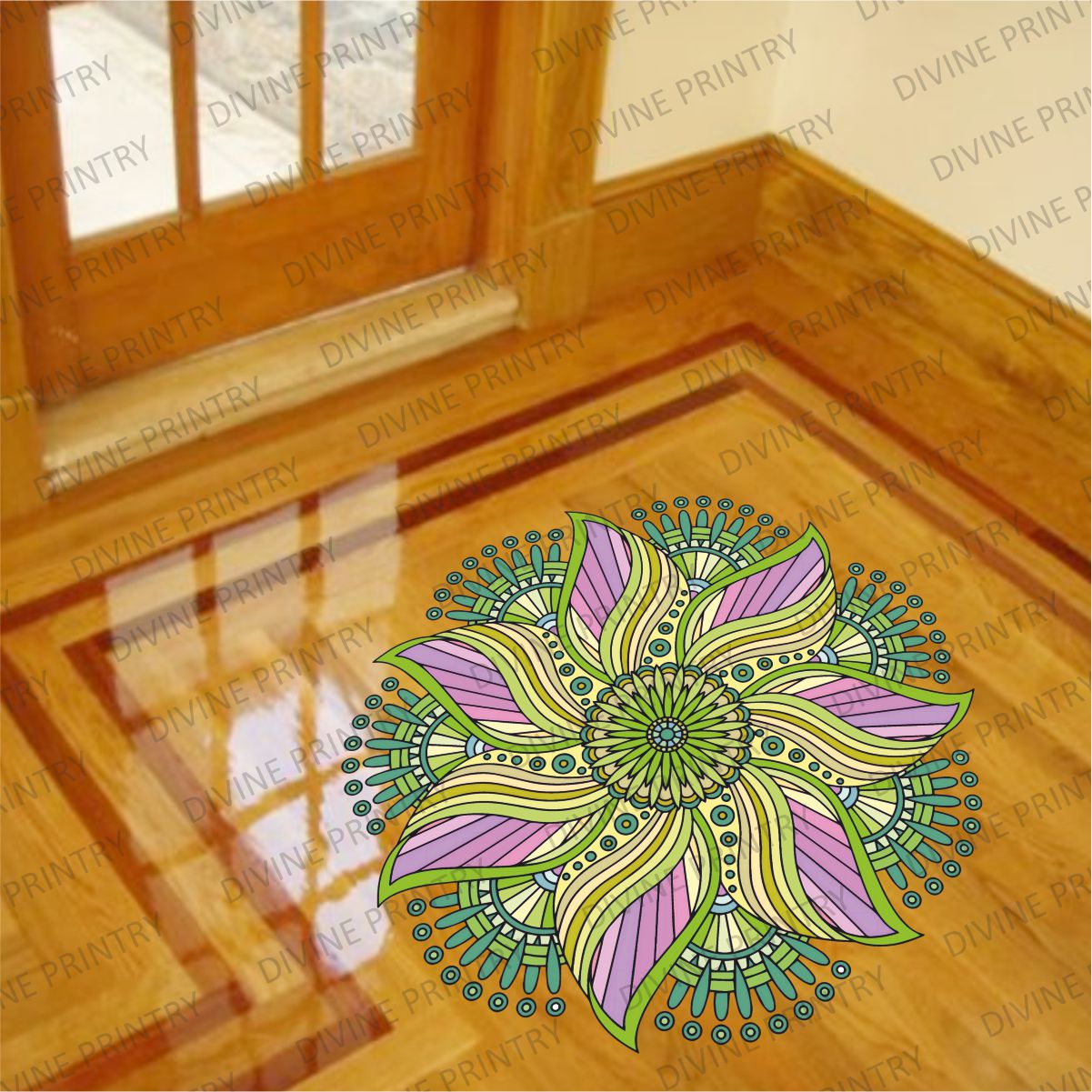 Homexa Decor | Rangoli Mandala Floor Sticker (Size 38 x 38 cm)