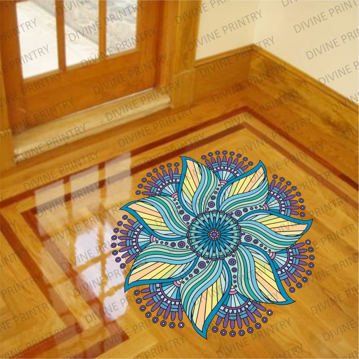 Homexa Decor | Rangoli Mandala Floor Sticker (Size 38 x 38 cm)