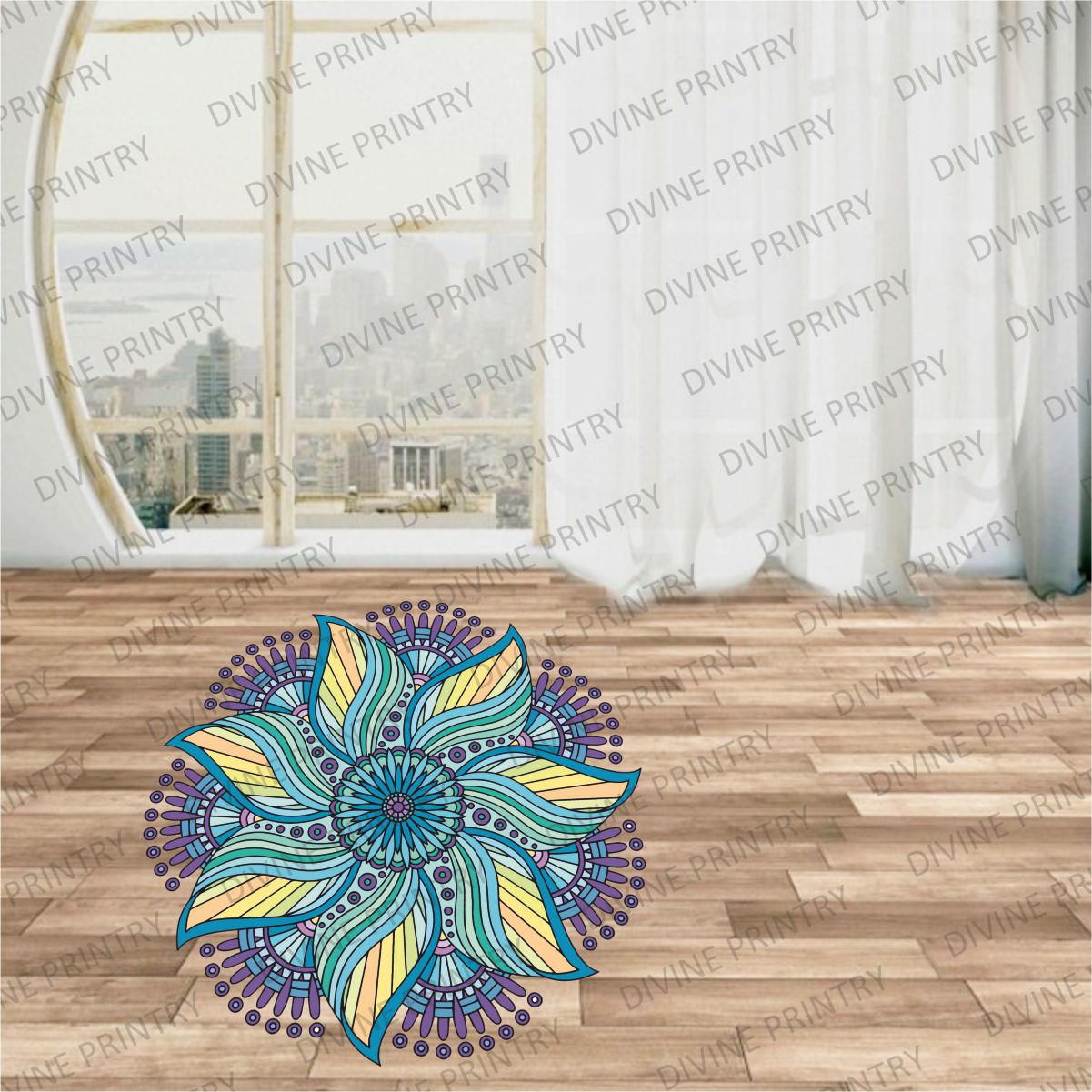 Homexa Decor | Rangoli Mandala Floor Sticker (Size 38 x 38 cm)