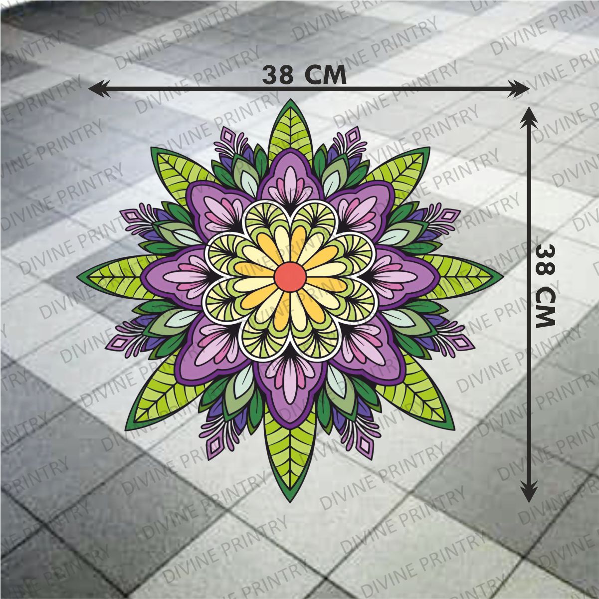 Homexa Decor | Rangoli Mandala Floor Sticker (Size 38 x 38 cm)