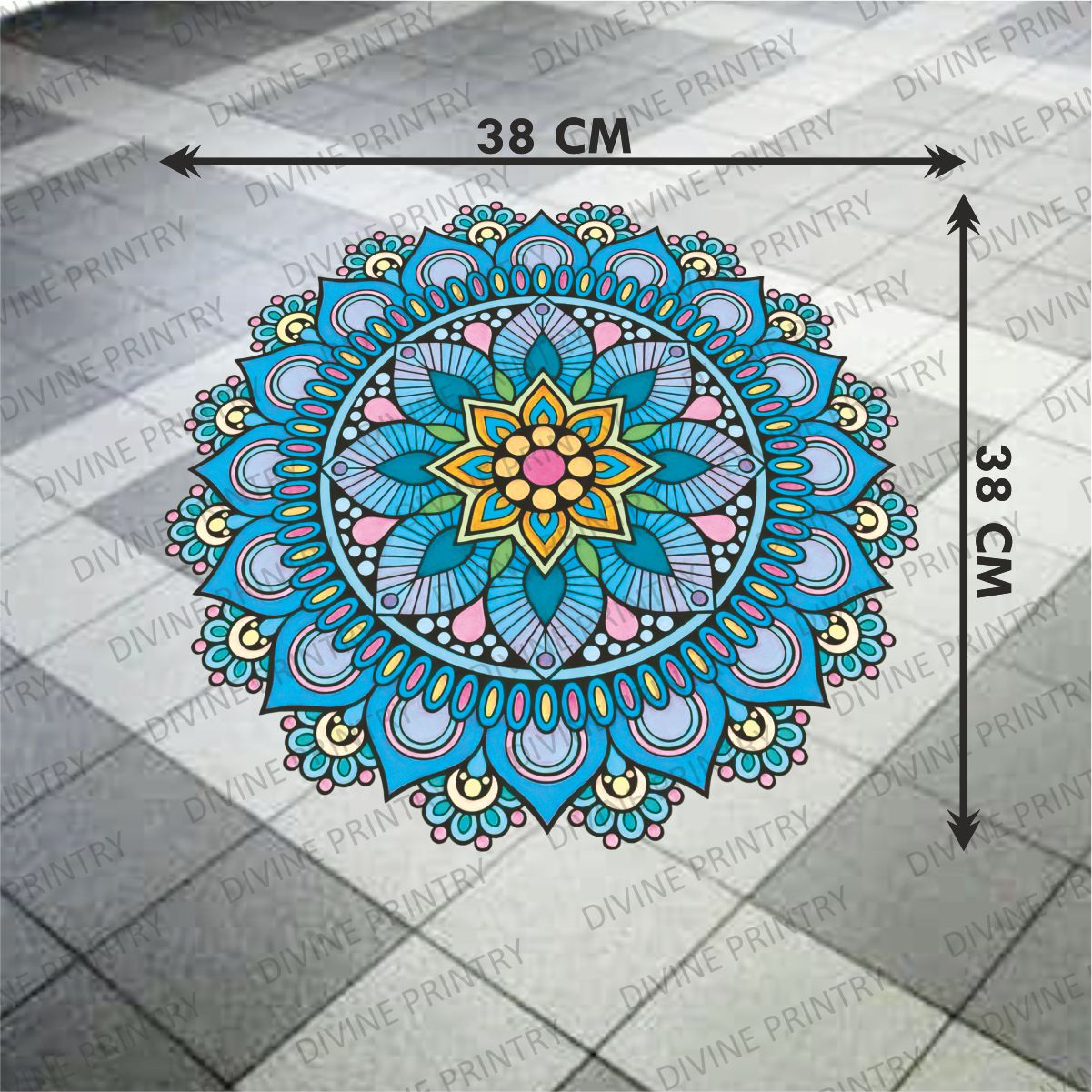 Homexa Decor | Rangoli Mandala Floor Sticker (Size 38 x 38 cm)