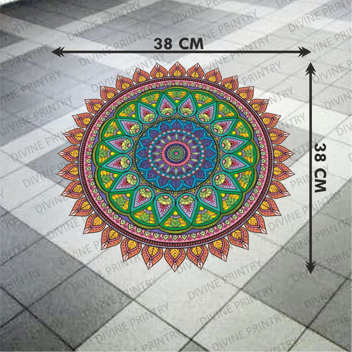 Homexa Decor | Rangoli Mandala Floor Sticker (Size 38 x 38 cm)