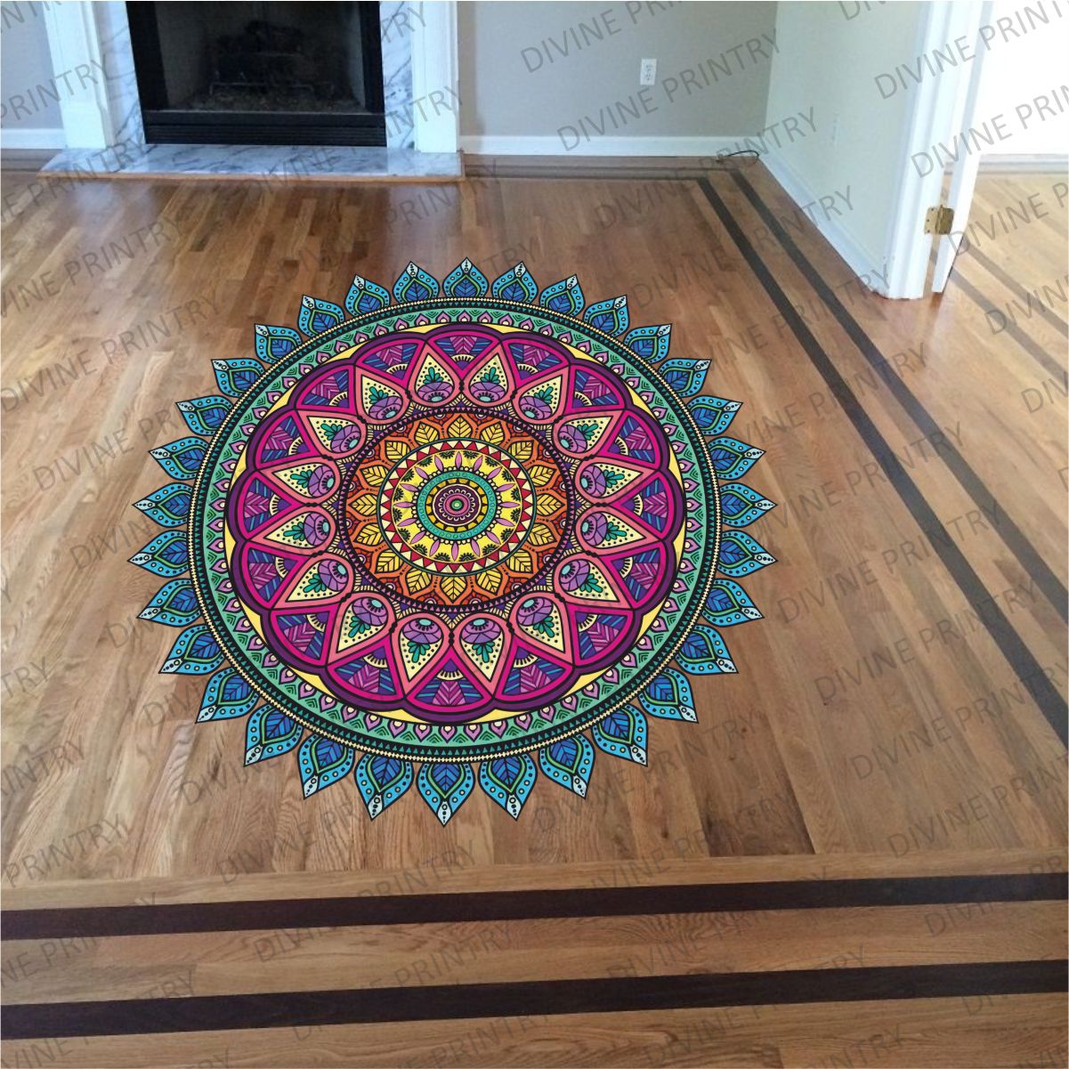 Homexa Decor | Rangoli Mandala Floor Sticker (Size 38 x 38 cm)