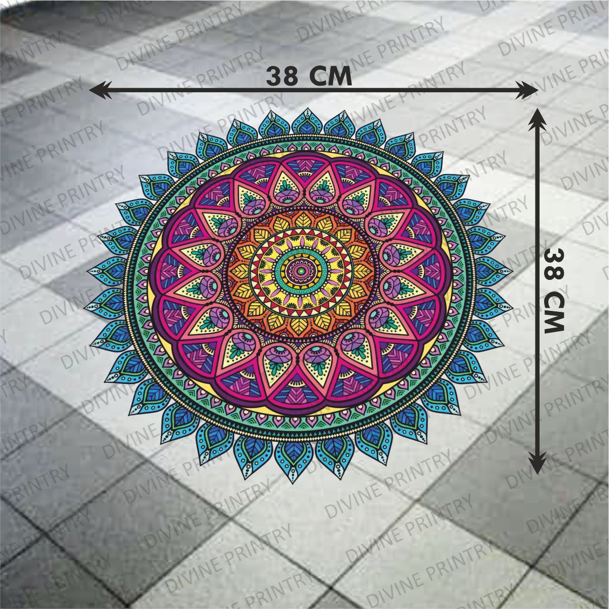 Homexa Decor | Rangoli Mandala Floor Sticker (Size 38 x 38 cm)