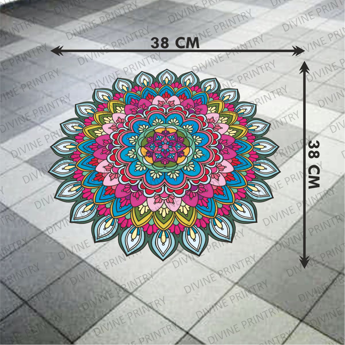 Homexa Decor | Rangoli Mandala Floor Sticker (Size 38 x 38 cm)