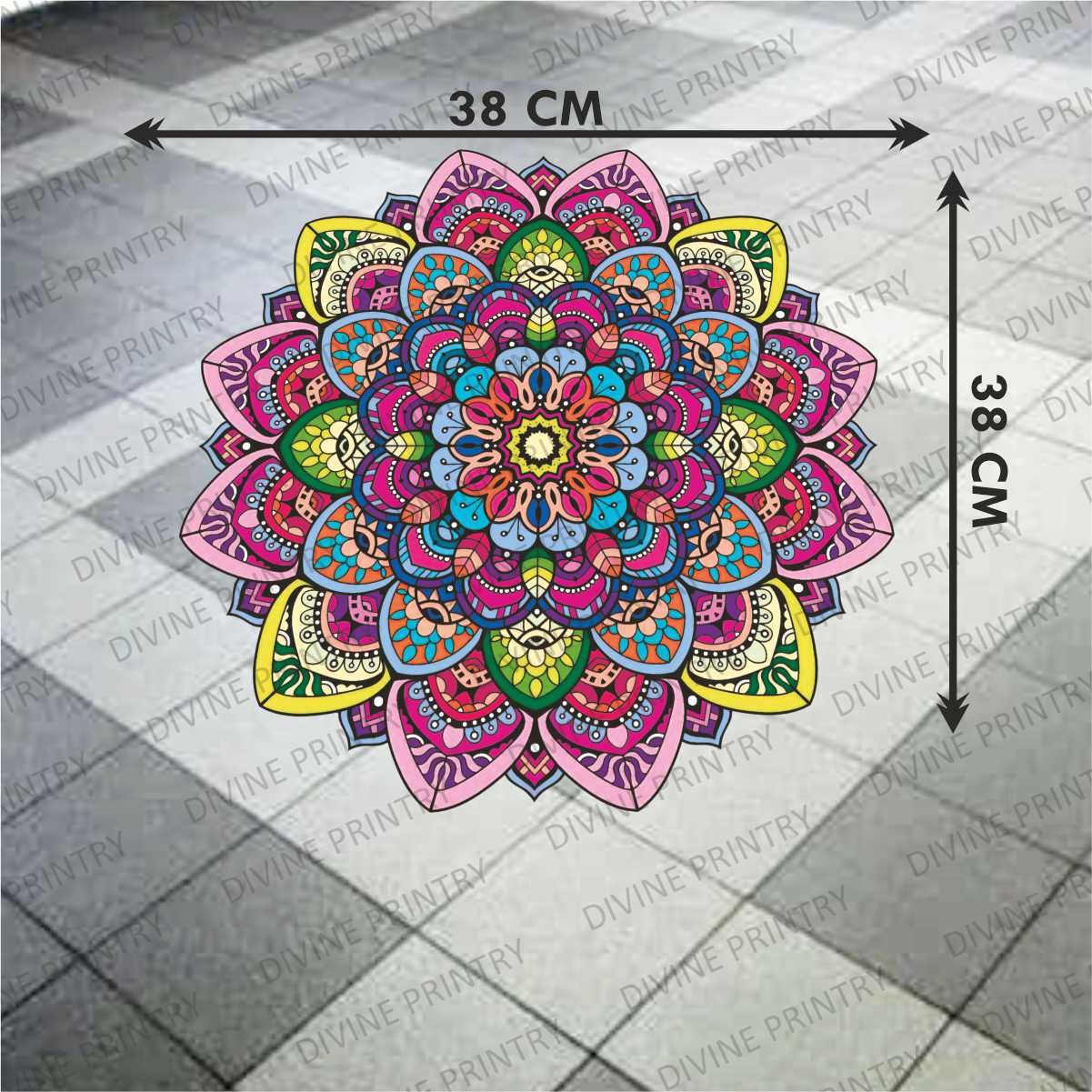 Homexa Decor | Rangoli Mandala Floor Sticker (Size 38 x 38 cm)