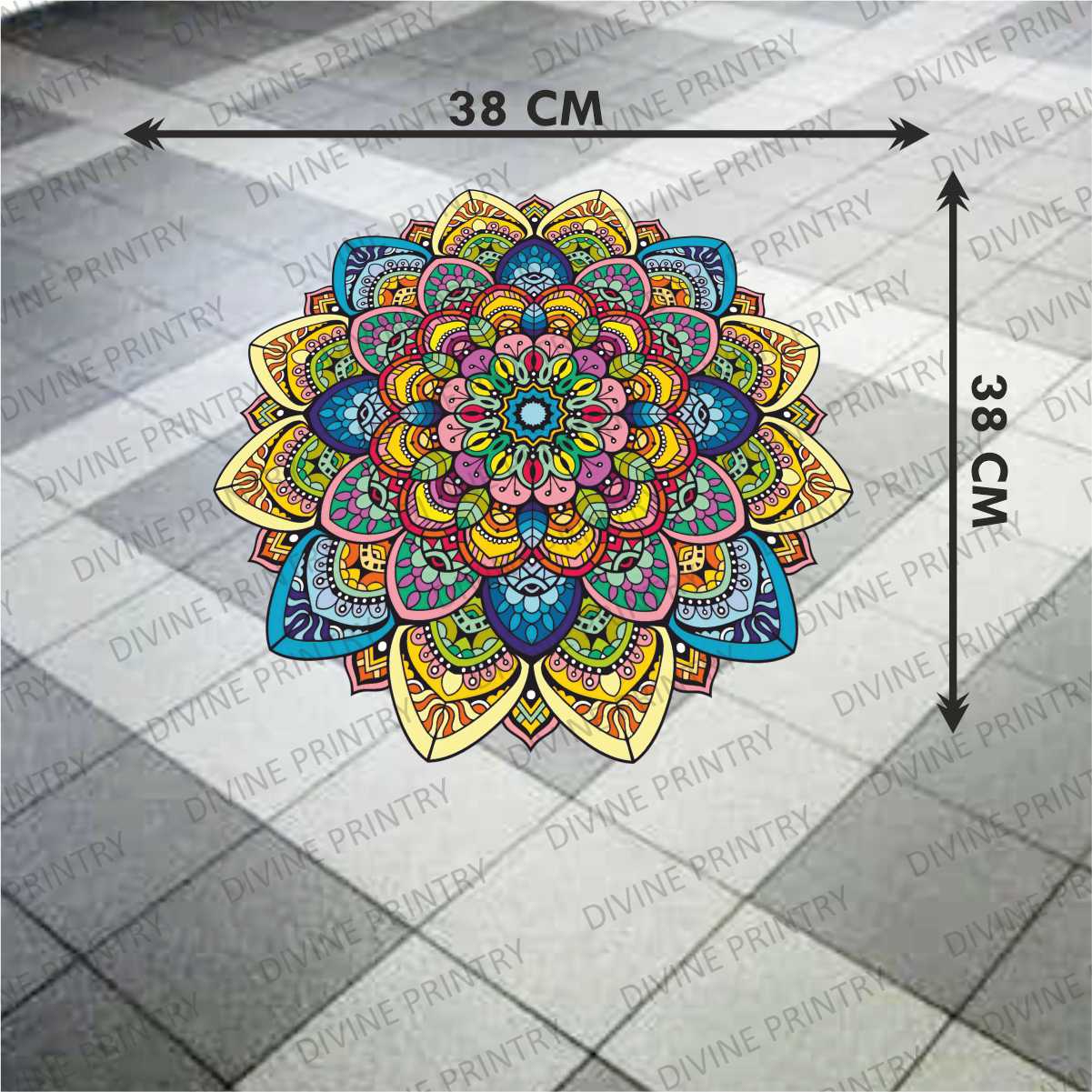 Homexa Decor | Rangoli Mandala Floor Sticker (Size 38 x 38 cm)