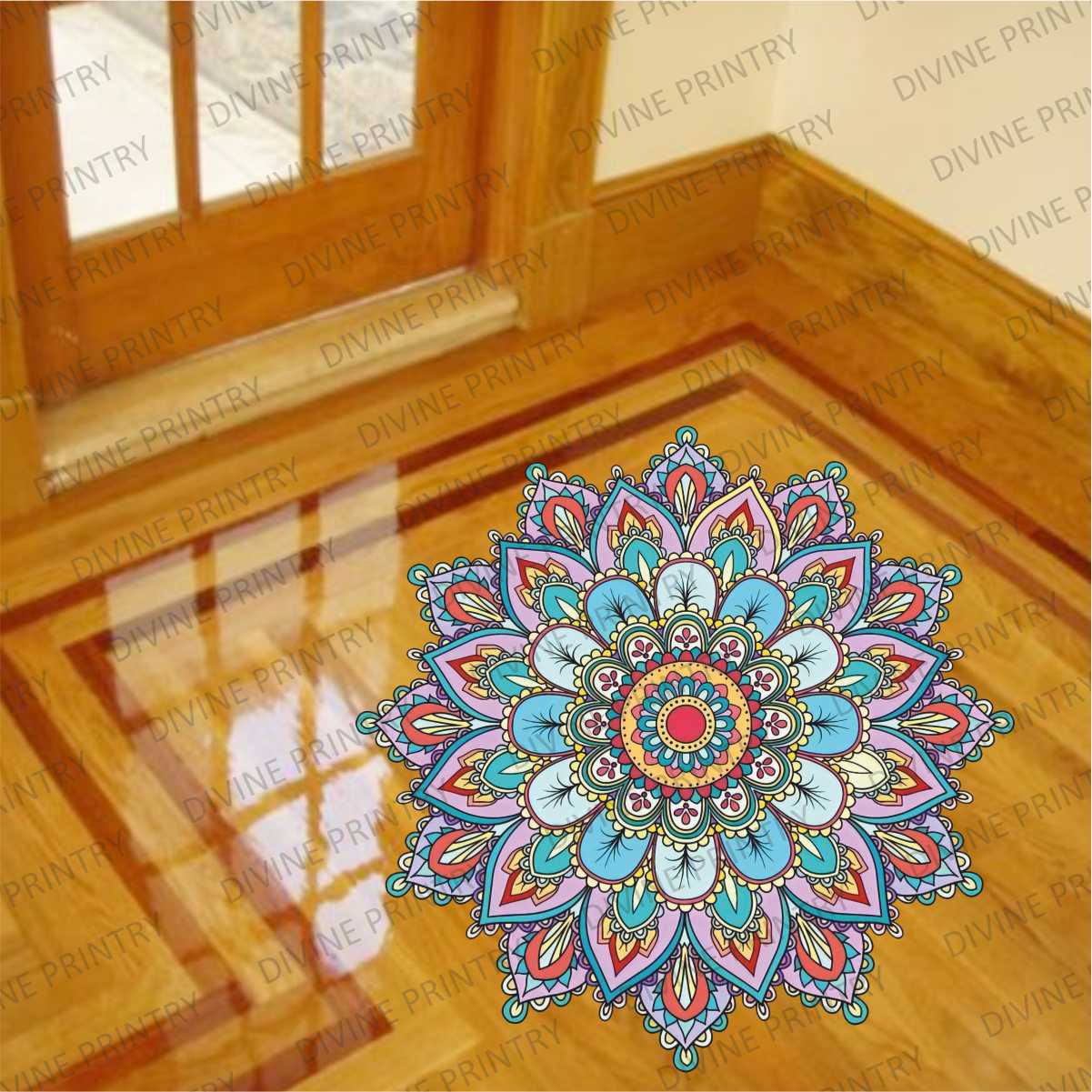 Homexa Decor | Rangoli Mandala Floor Sticker (Size 38 x 38 cm)