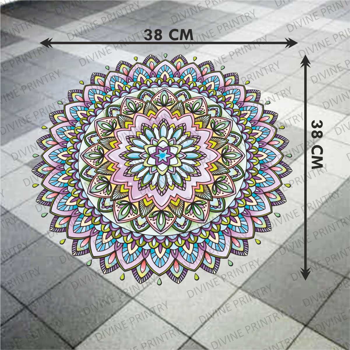 Homexa Decor | Rangoli Mandala Floor Sticker (Size 38 x 38 cm)