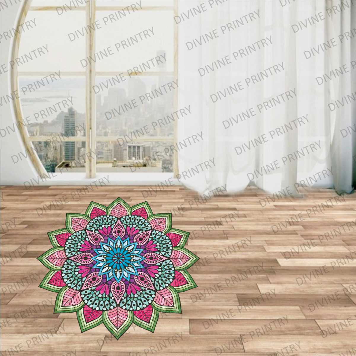 Homexa Decor | Rangoli Mandala Floor Sticker (Size 38 x 38 cm)