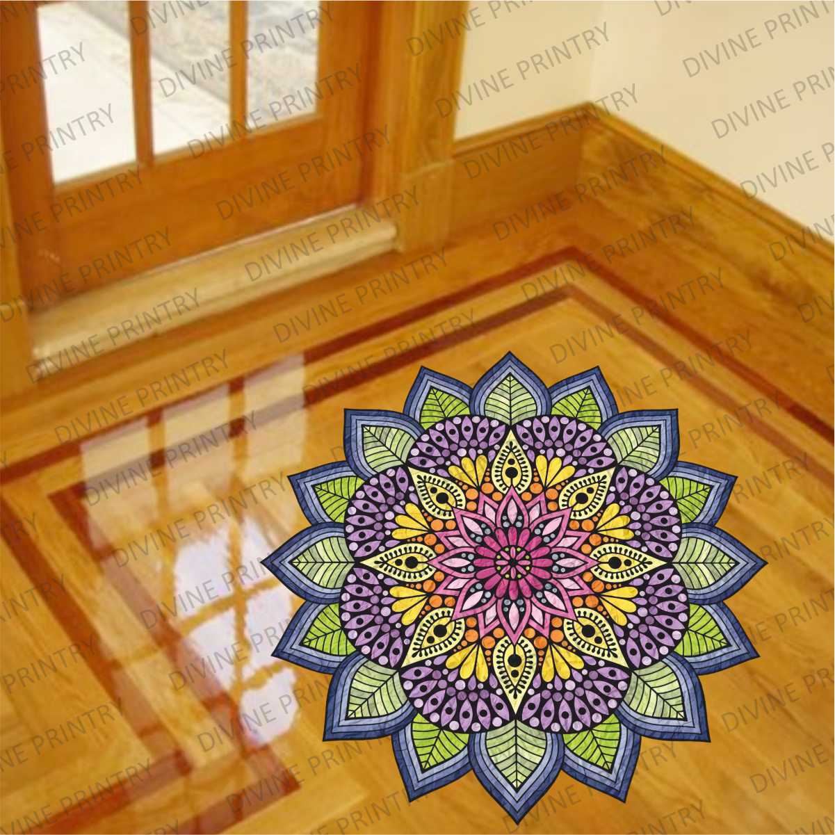 Homexa Decor | Rangoli Mandala Floor Sticker (Size 38 x 38 cm)