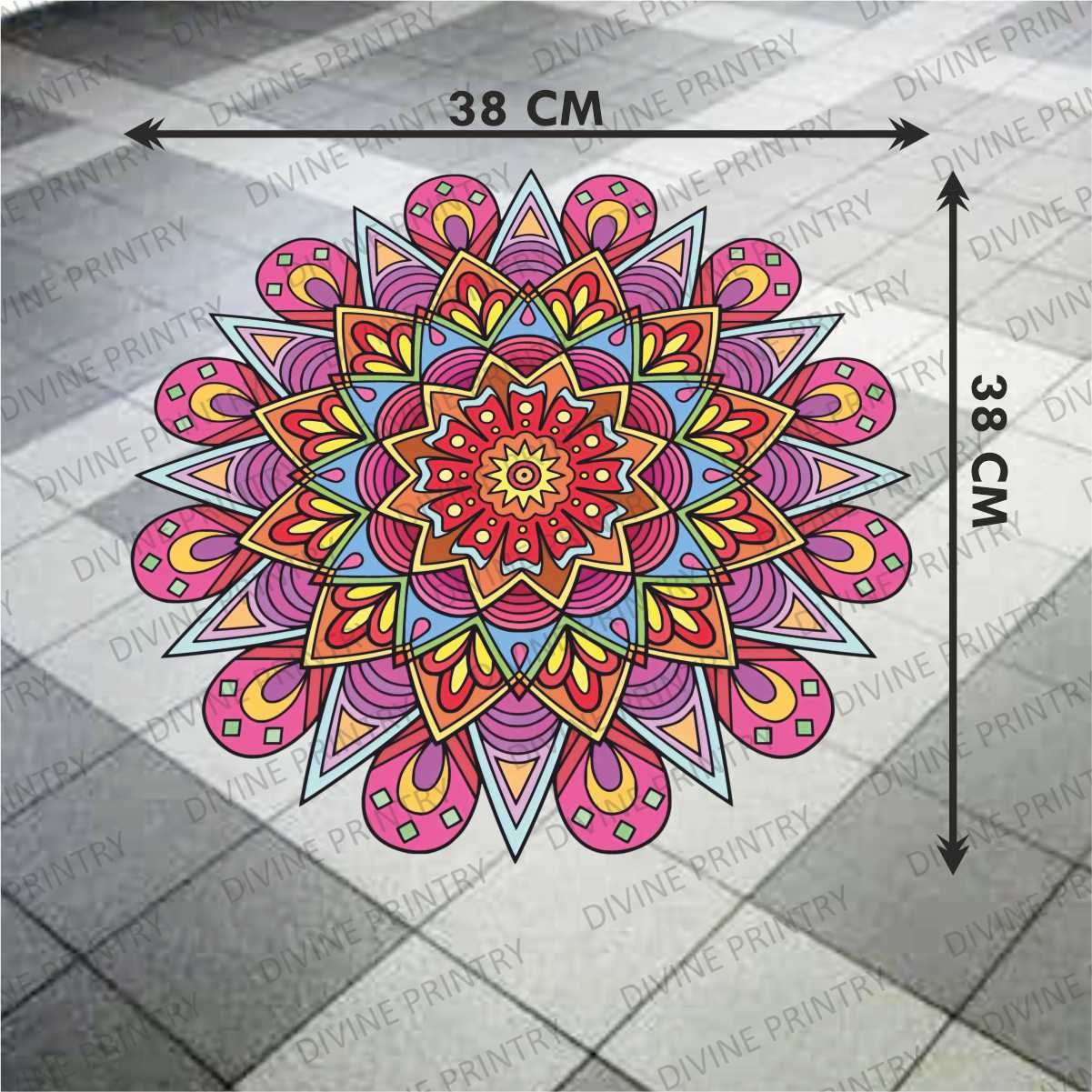 Homexa Decor | Rangoli Mandala Floor Sticker (Size 38 x 38 cm)