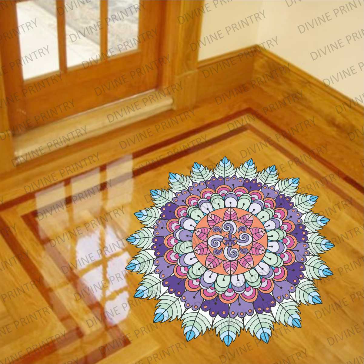 Homexa Decor | Rangoli Mandala Floor Sticker (Size 38 x 38 cm)