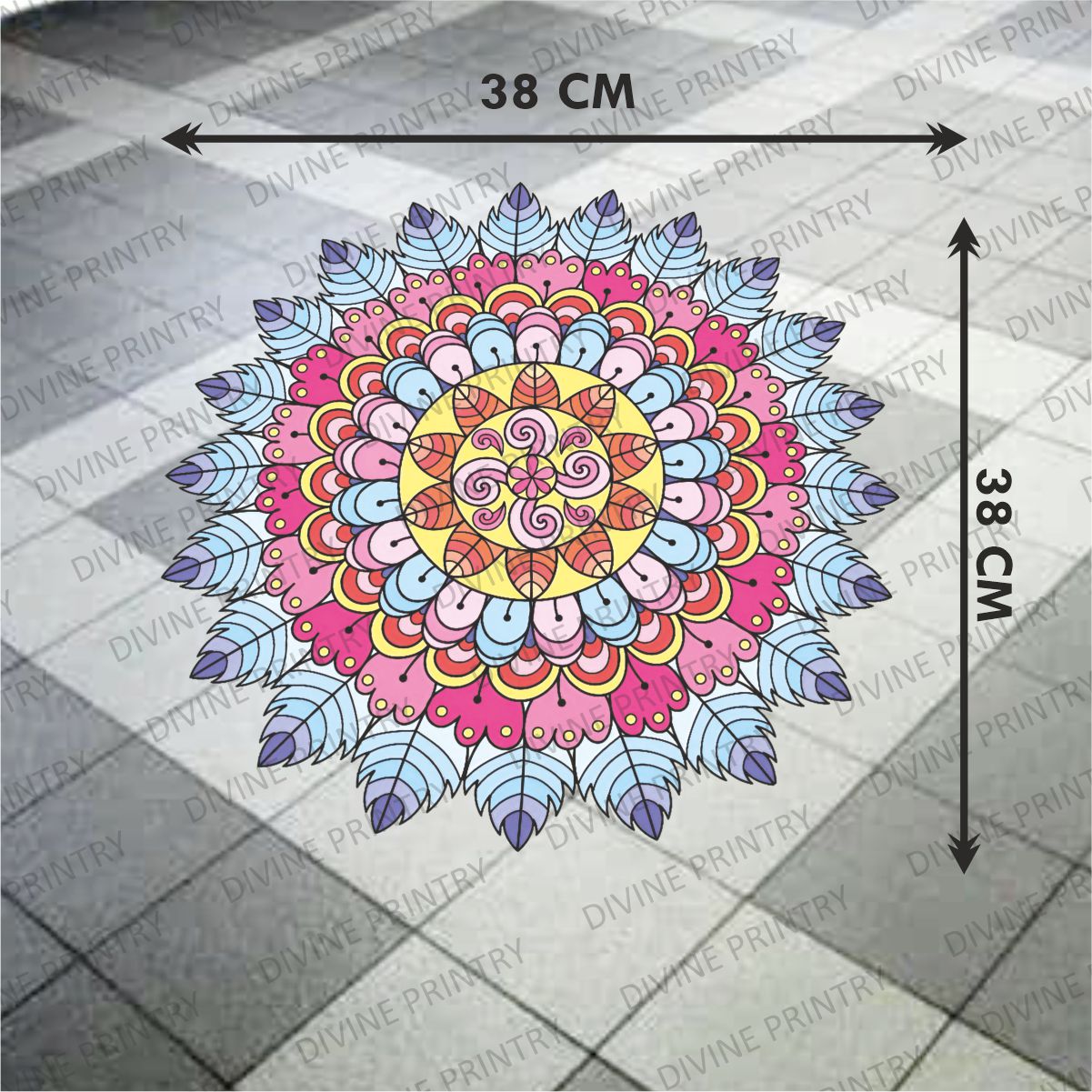 Homexa Decor | Rangoli Mandala Floor Sticker (Size 38 x 38 cm)