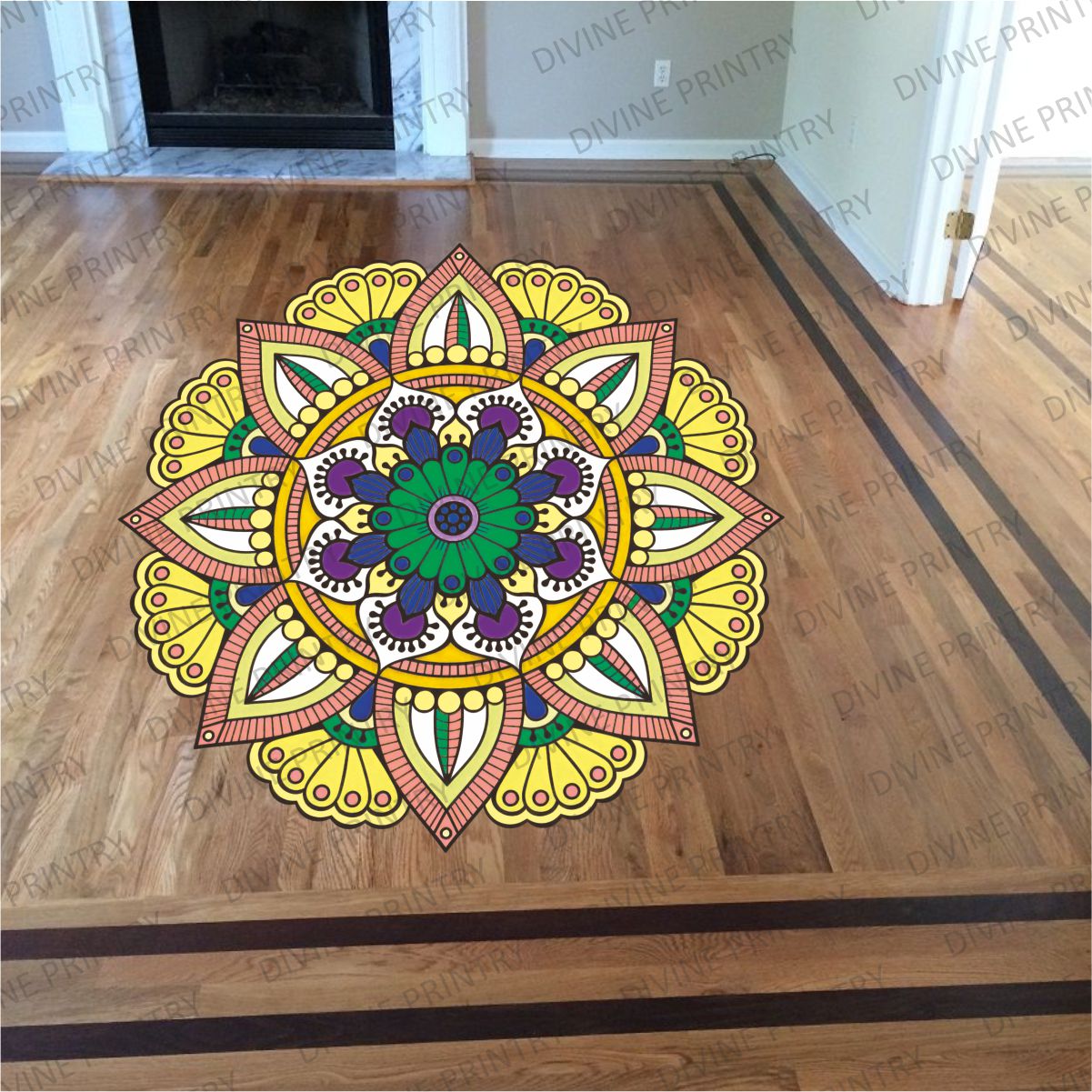 Homexa Decor | Rangoli Mandala Floor Sticker (Size 38 x 38 cm)