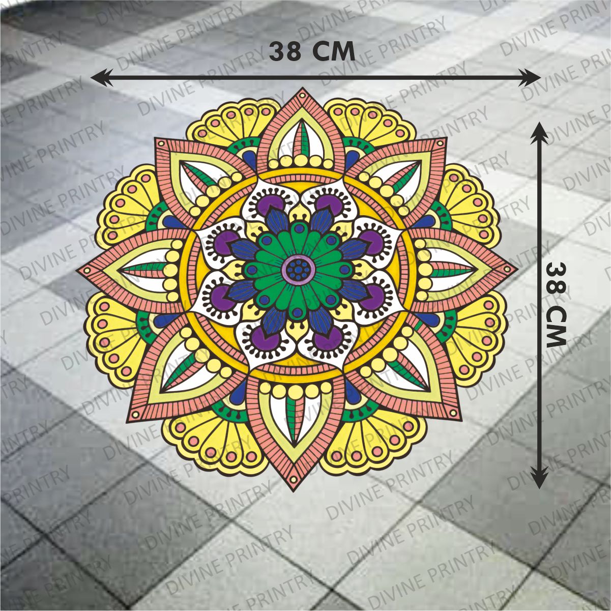 Homexa Decor | Rangoli Mandala Floor Sticker (Size 38 x 38 cm)