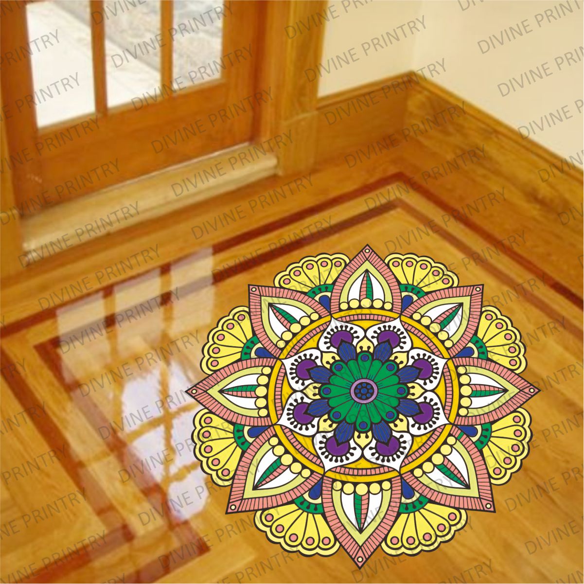 Homexa Decor | Rangoli Mandala Floor Sticker (Size 38 x 38 cm)