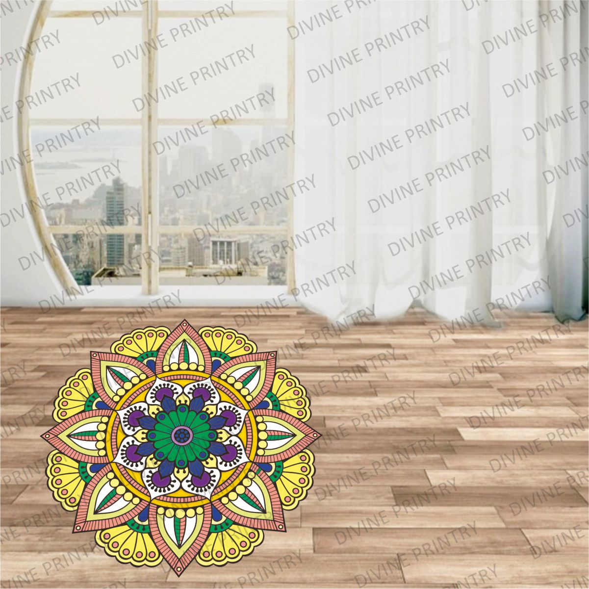 Homexa Decor | Rangoli Mandala Floor Sticker (Size 38 x 38 cm)