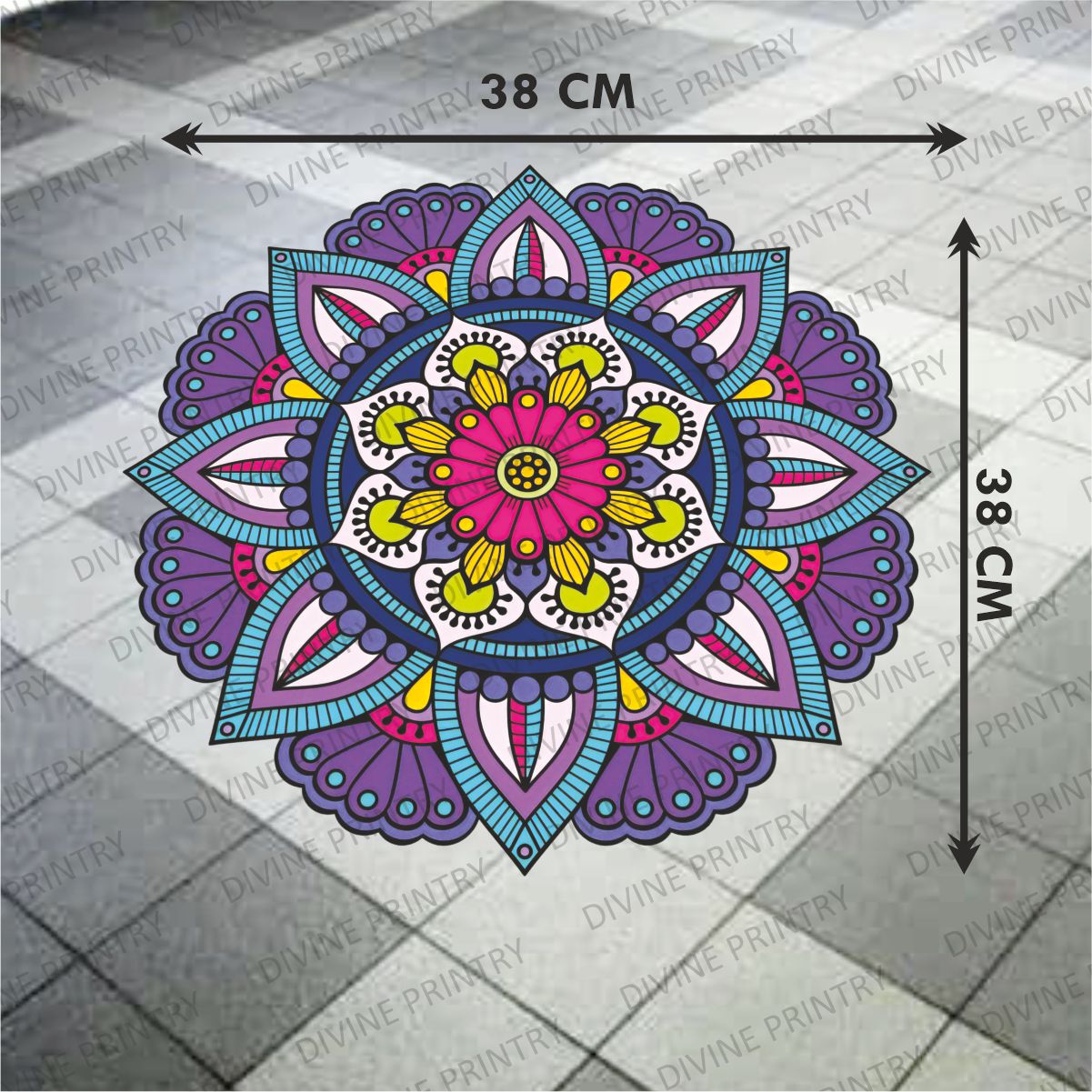 Homexa Decor | Rangoli Mandala Floor Sticker (Size 38 x 38 cm)