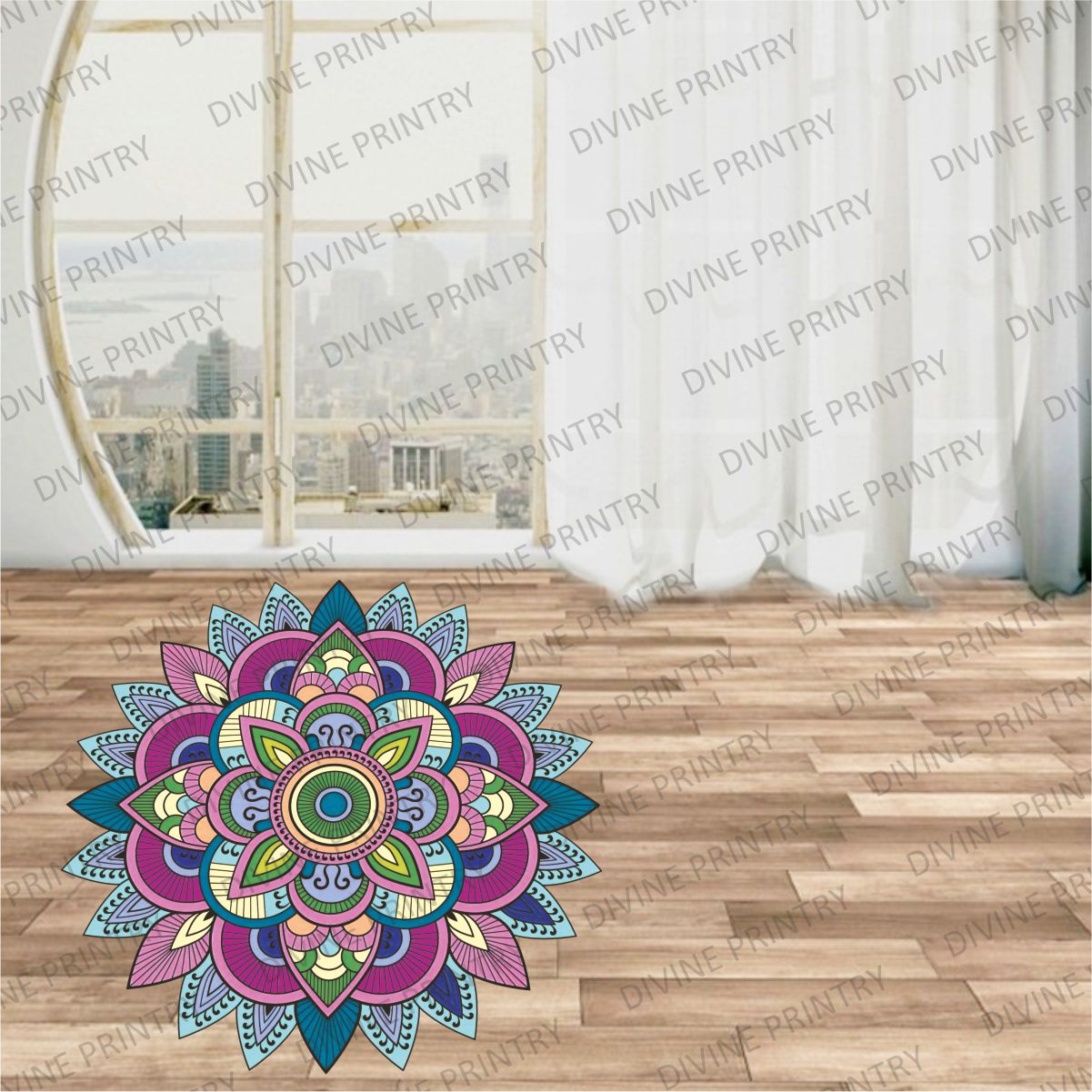 Homexa Decor | Rangoli Mandala Floor Sticker (Size 38 x 38 cm)