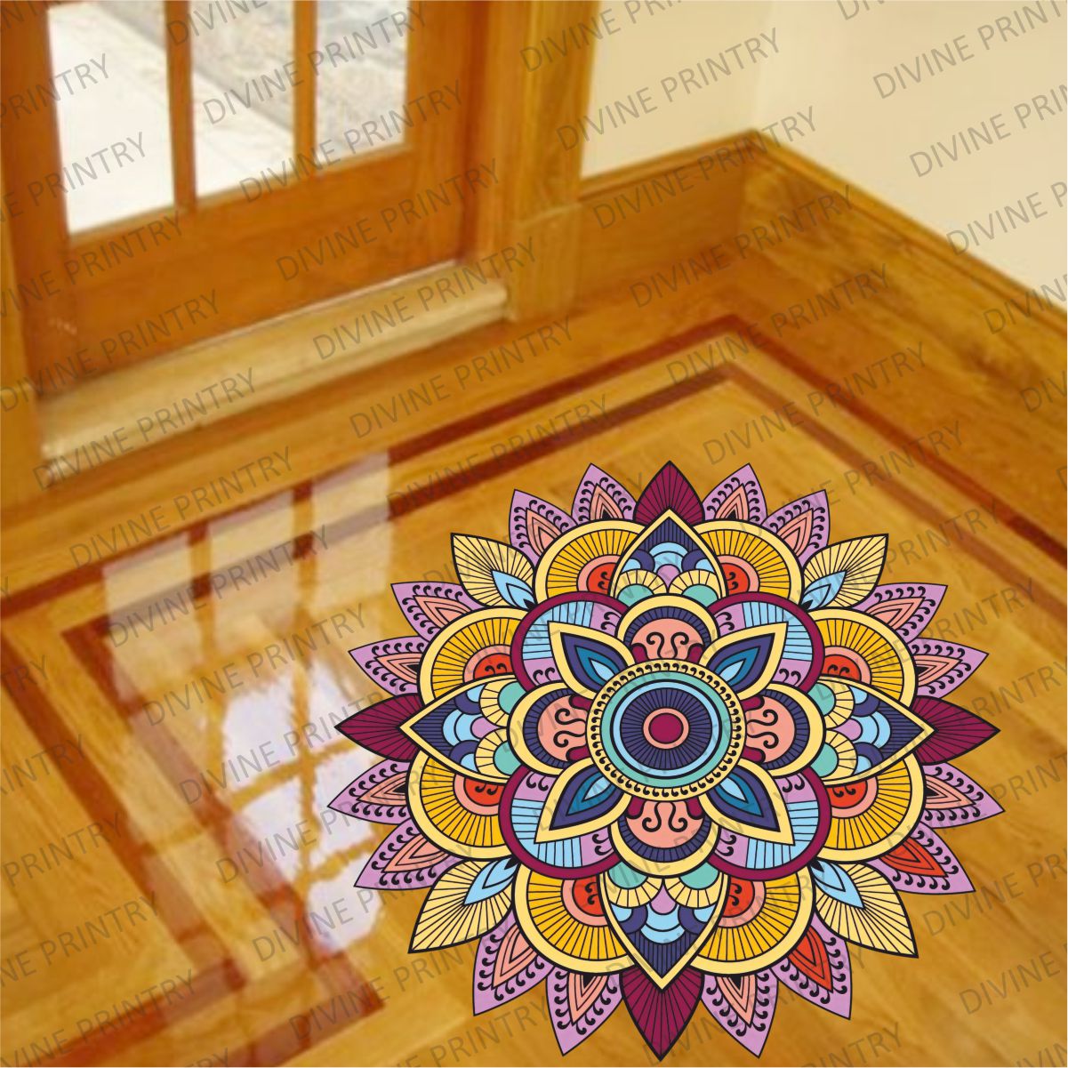 Homexa Decor | Rangoli Mandala Floor Sticker (Size 38 x 38 cm)