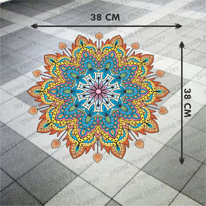 Homexa Decor | Rangoli Mandala Floor Sticker (Size 38 x 38 cm)